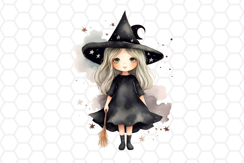 Cute witch png files for sublimation, witch clipart, witch png, halloween clipart, halloween png, spooky clipart, spooky png, cute halloween image 2