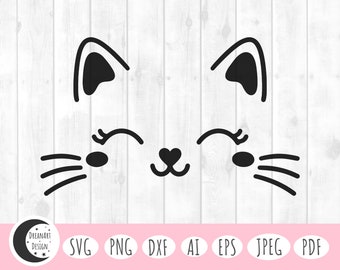 Linda cara de gato svg, lindo gato svg, gato svg, cara de gato svg, gatito svg, camisa svg, archivos svg, diseños svg, diseños de sublimación, sublimación svg