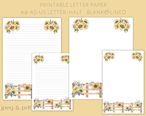 Printable Letter Paper, Letter Writing Paper, Decorative Paper