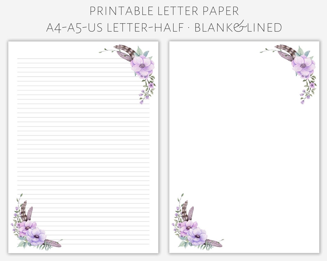 Printable Floral Letter Paper, Letter Writing Paper, Letter Stationery, Letter  Writing Set, Pretty Letter Paper, Writing Paper 