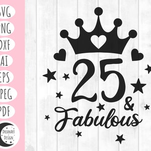 25th birthday svg, 25th birthday, birthday svg, birthday girl svg, cake topper svg, happy birthday svg, birthday decorations