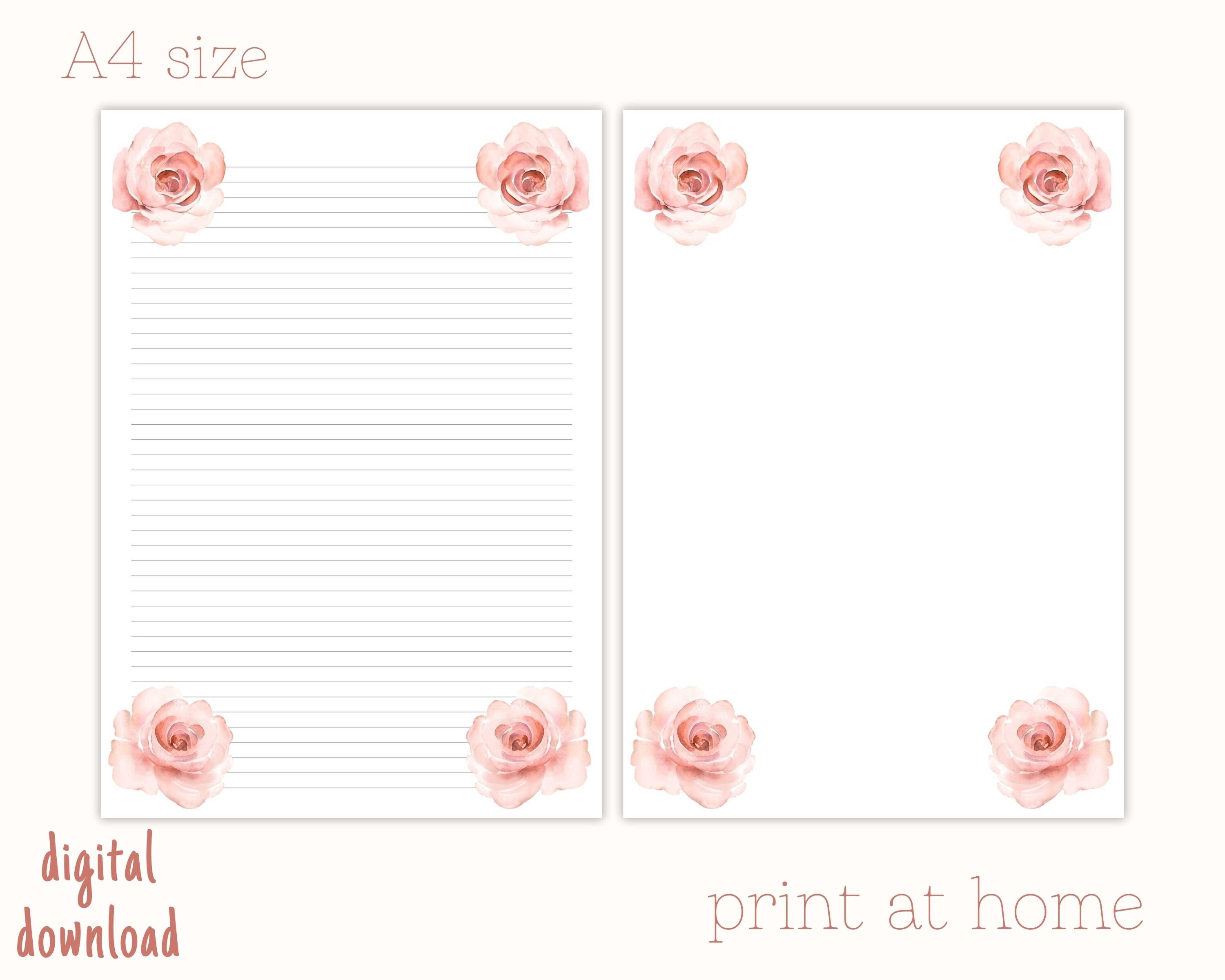 Pink Roses Prinatable Pink Roses Printable Letter Paper: A4, A5, US Letter (digital Download ...