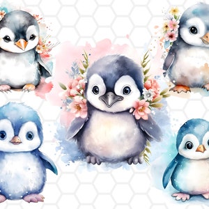 Pinguin PNG Dateien für Sublimation, Pinguin Clipart, Pinguin PNG, Tier Clipart, Tier PNG, Kawaii Clipart, Baby Pinguin, Kawaii PNG