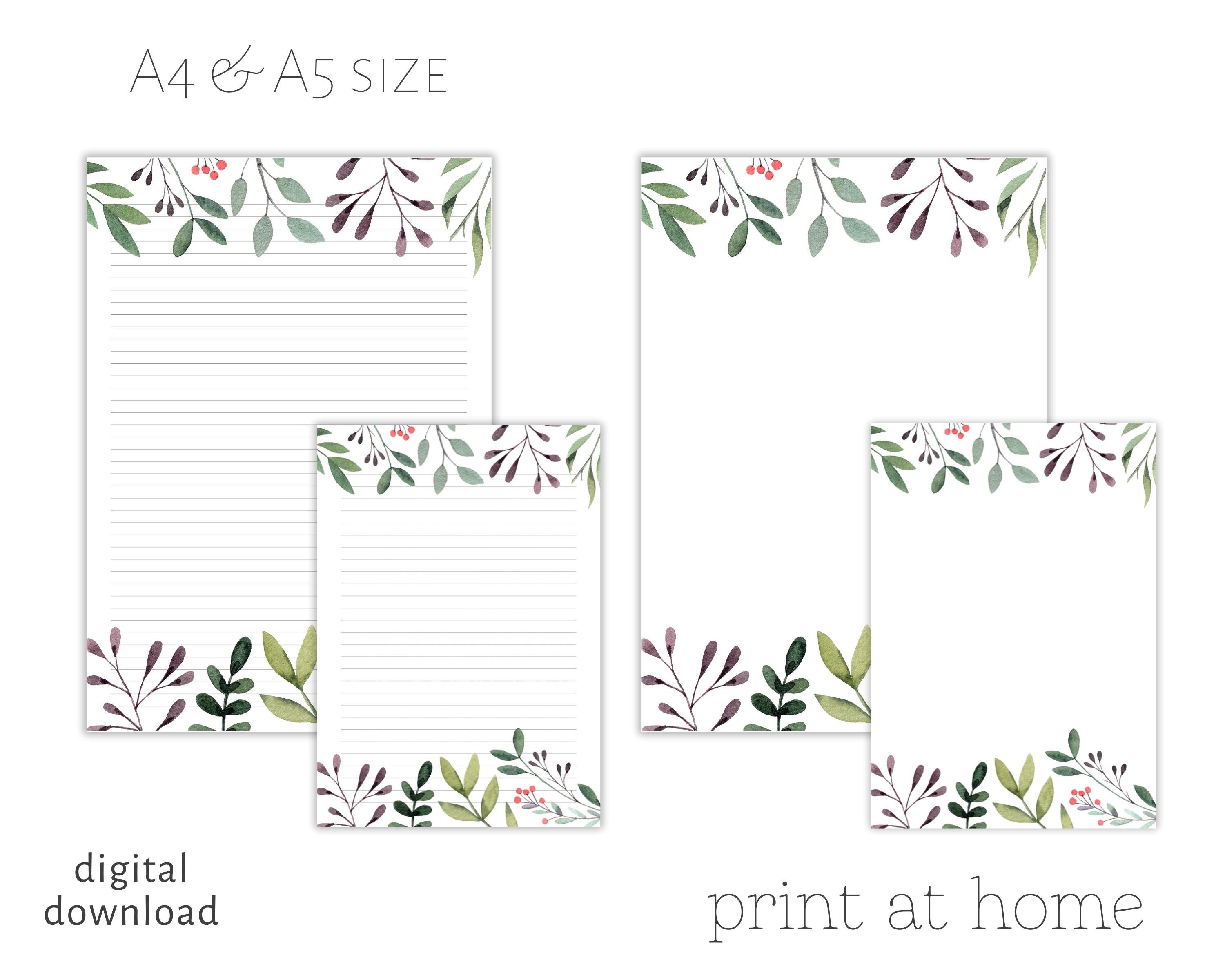 Printable Floral Letter Paper Letter Writing Paper Letter Etsy Canada