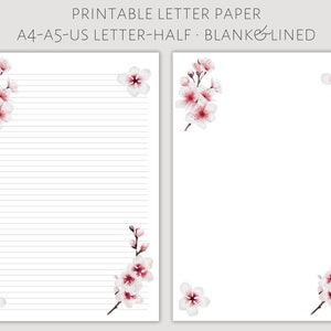 Afdrukbaar briefpapier, Sakura-papier, briefschrijfpapier, decoratief papier, mooi briefpapier, fancy briefpapier, Sakura