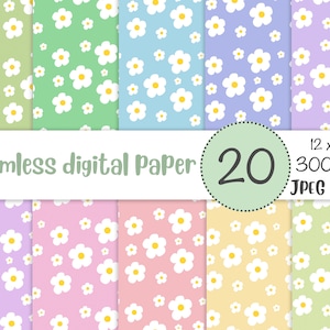Carta digitale Daisy, Daisy svg, carta digitale estiva, carta digitale senza cuciture, carta Scrapbook 12x12, carta digitale floreale, Floral Svg
