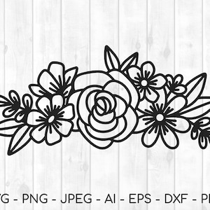 Fleur svg, svg floral, bouquet de fleurs svg, ligne fleur svg, fleur sauvage svg, pâques svg