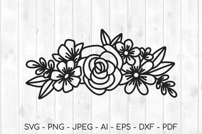 Flower Svg Floral Svg Flower Bouquet Svg Line Flower Svg - Etsy