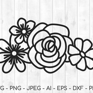 Fleur svg, svg floral, bouquet de fleurs svg, ligne fleur svg, fleur sauvage svg, pâques svg