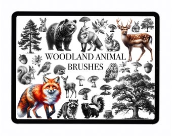 Woodland Animal Procreate Stamp Brush Set (42 Brushes)