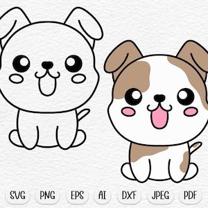 Dog svg, cute animal svg, kawaii svg, cute svg, baby svg, layered svg, kids svg, dog clipart, dog png, cute dog svg, dog laser svg