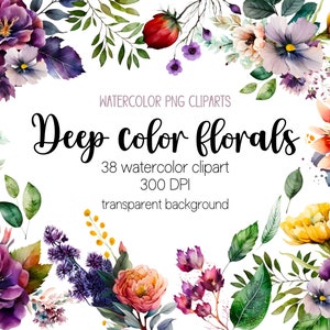 Watercolor flower clipart bundle, watercolor clipart, flower clipart, sublimation designs, floral clipart, spring clipart