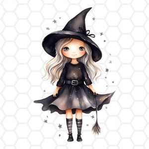 Cute witch png files for sublimation, witch clipart, witch png, halloween clipart, halloween png, spooky clipart, spooky png, cute halloween image 3