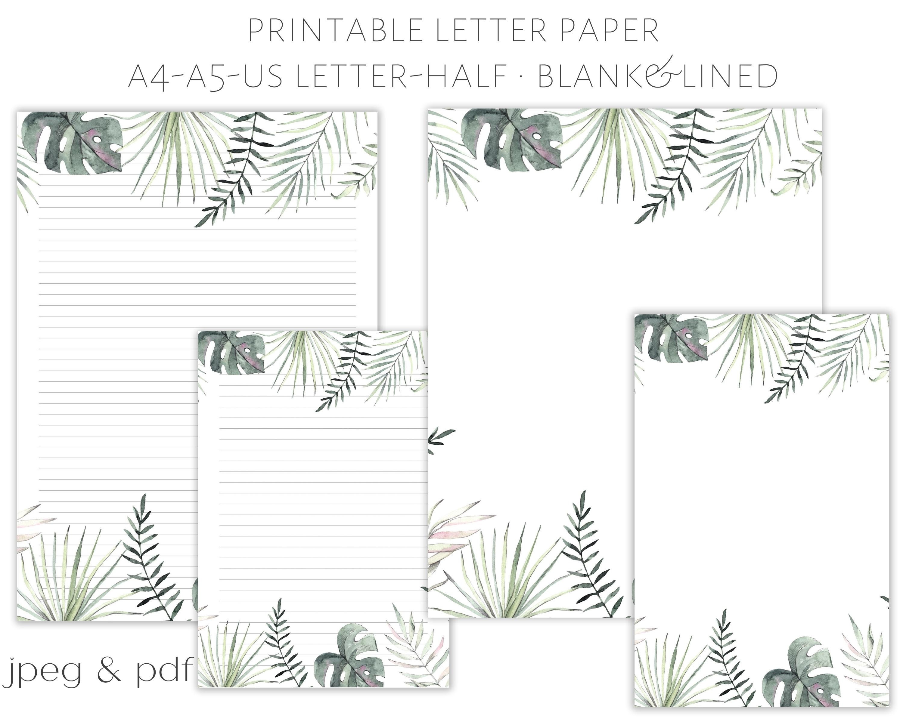 Printable Floral Letter Paper Letter Writing Paper Letter Etsy Canada
