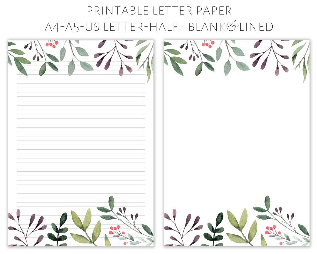 Printable Floral Letter Paper, Letter Writing Paper, Letter Stationery,  Letter Writing Set, Pretty Letter Paper, Writing Paper 