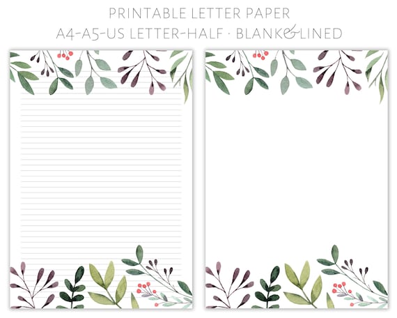 Printable Floral Letter Paper Letter Writing Paper Letter | Etsy