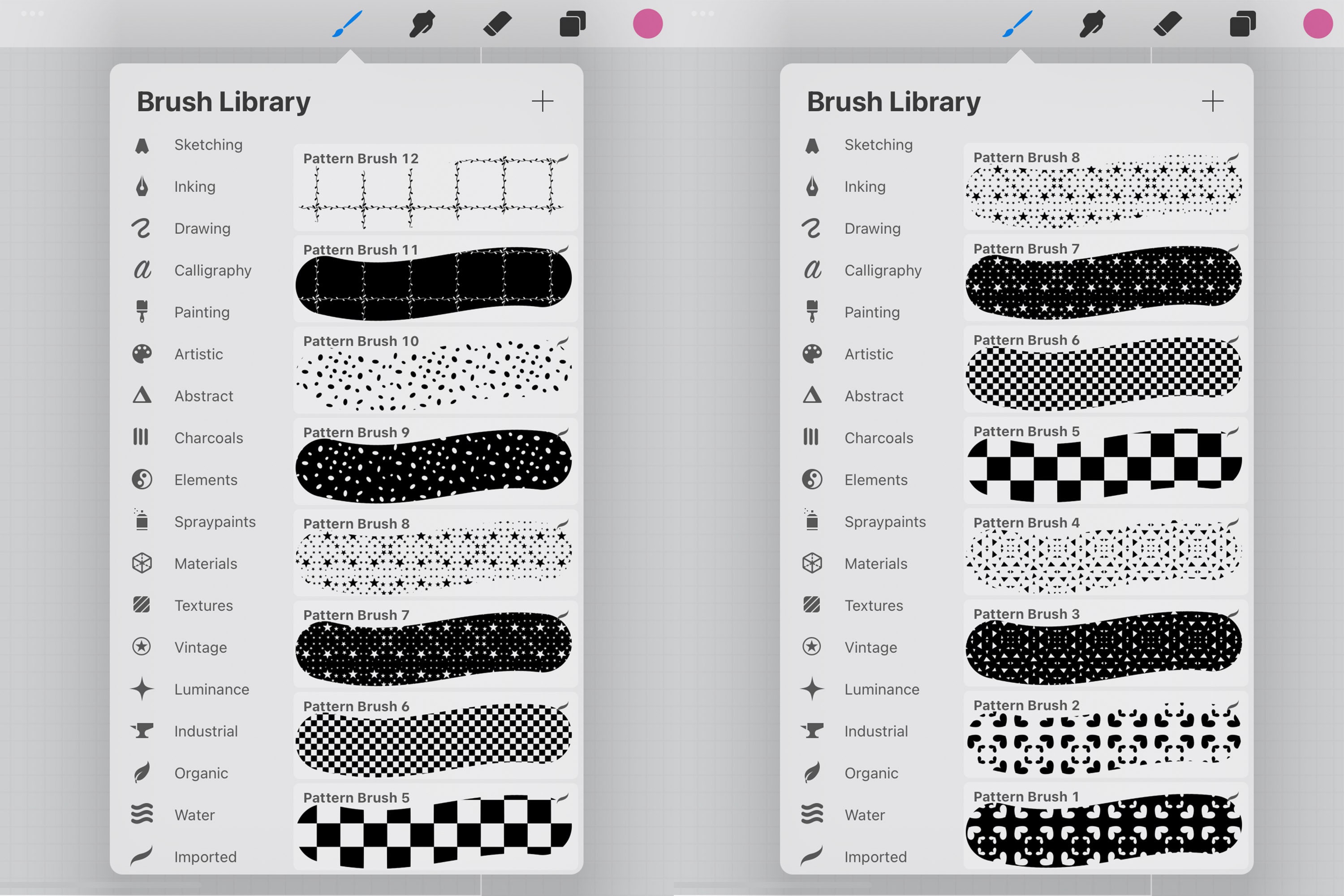 Procreate Pattern Brushes: 12 Texture Brush Set (digital Download) - Etsy