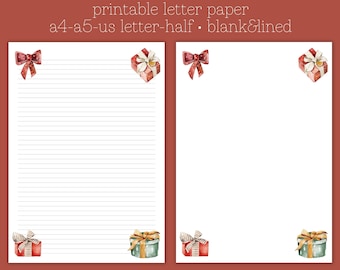 Printable letter paper, christmas letter, christmas stationary, letter writing paper, decorative paper, printable stationary