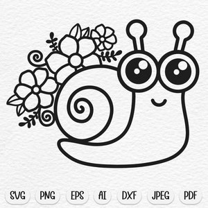 Floral snail svg, snail svg, cute svg, kawaii svg, snail clipart, cute snail svg, baby svg, sublimation designs, animal svg