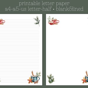 Papier à lettres imprimable, lettre de Noël, papeterie de Noël, papier à écrire, papier décoratif, papeterie imprimable