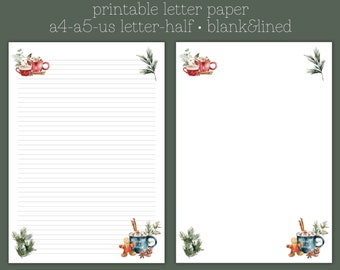 Printable letter paper, christmas letter, christmas stationary, letter writing paper, decorative paper, printable stationary