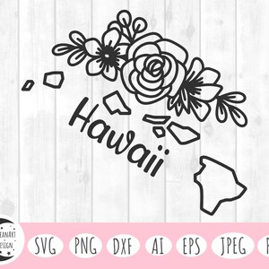 Floral Hawaii Map SVG: Patriotic USA Design (Digital Files)