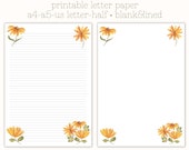 Floral Printable Letter Paper: Sunny Stationery Set (Digital Download)
