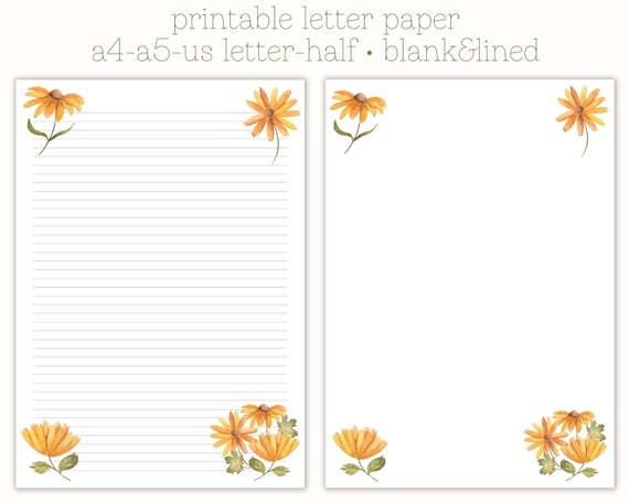 Printable Letter Paper, Letter Writing Paper, Decorative Paper