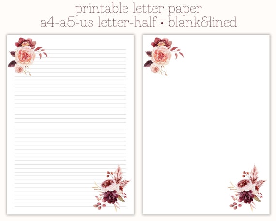 Printable Letter Paper, Letter Writing Paper, Decorative Paper