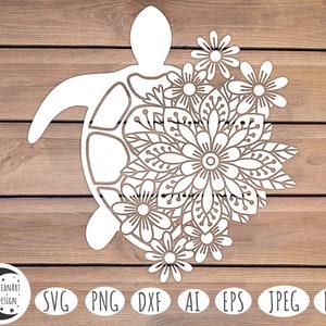 Tortue florale svg, tortue svg, mandala svg, océan svg, tortue de mer svg, animal svg, été svg, tortue de mer, animaux marins svg, plage svg