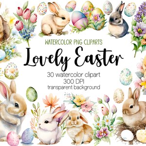 Aquarell Ostercliparts Bundle, Ostern Clipart, Ostern Png Aquarell, Osterkörbchen Png, Osterstrauß Png, Sublimationsentwürfe