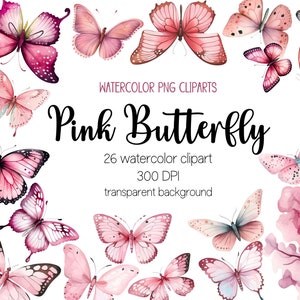 Pacote de clipart de borboleta em aquarela, clipart de borboleta, borboleta png, desenhos de sublimação, clipart em aquarela, aquarela png, borboleta