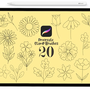 Botanical Procreate Brushes, Procreate Stamps, Procreate Floral Stamp, Procreate Flower Stamps, Procreate Brushes, Procreate Paint Brushes