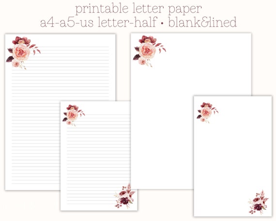 Printable Letter Paper, Letter Writing Paper, Decorative Paper