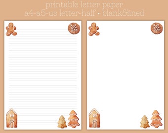 Christmas Letter Writing Paper: Gingerbread Theme (Printable)