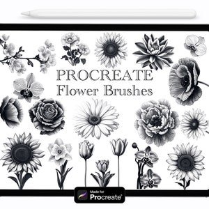 Procreate flower brushes, procreate brushes, procreate stamps, procreate brush, procreate, procreate stamp, procreate brush set
