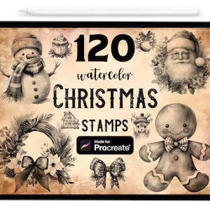 120 Pinceles de sellos Procreate de Navidad, Pinceles Procreate, Sellos Procreate, Pinceles Procreate de Invierno, Sellos de Navidad Procreate