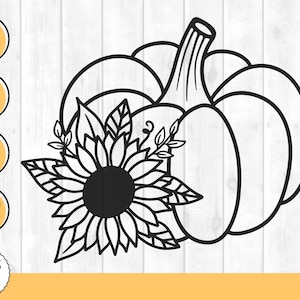 Floral Pumpkin SVG: Sunflower Fall Design (Digital Files)