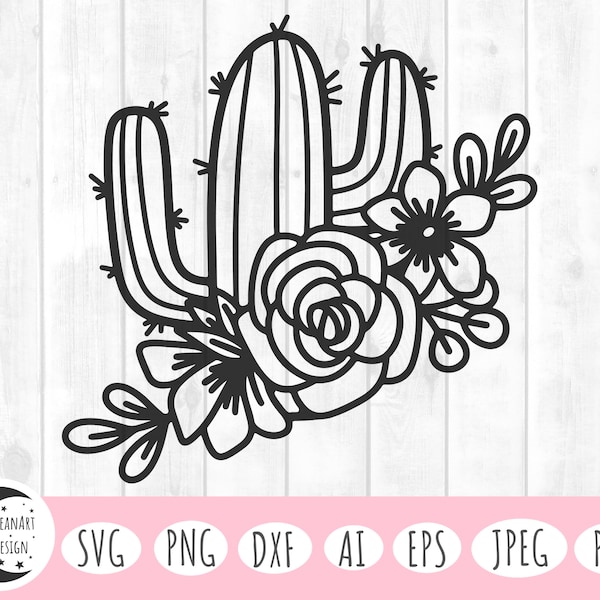 Cactus svg, cactus, floral cactus svg, plant svg, flower svg, cactus print, cactus illustration, cactus clipart, svg cactus