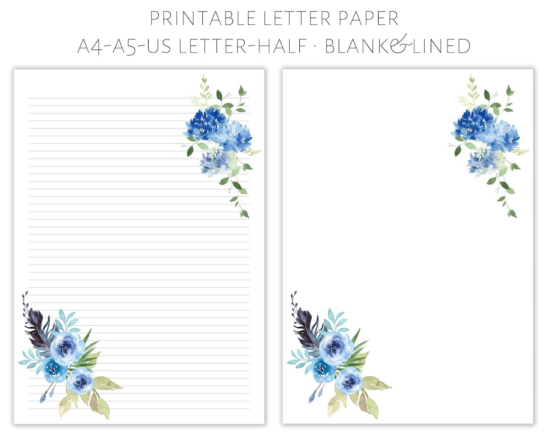 Printable Floral Letter Paper, Letter Writing Paper, Letter Stationery