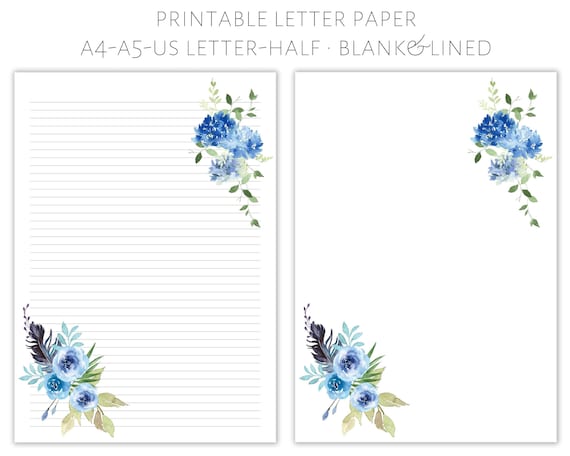 Printable Floral Letter Paper, Letter Writing Paper, Letter Stationery, Letter  Writing Set, Pretty Letter Paper, Writing Paper 