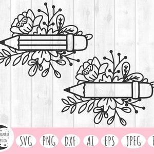 Lápis svg, lápis de professor svg, lápis floral svg, escola svg, volta às aulas svg, professor svg, camisa de professor svg, funcionários da escola svg