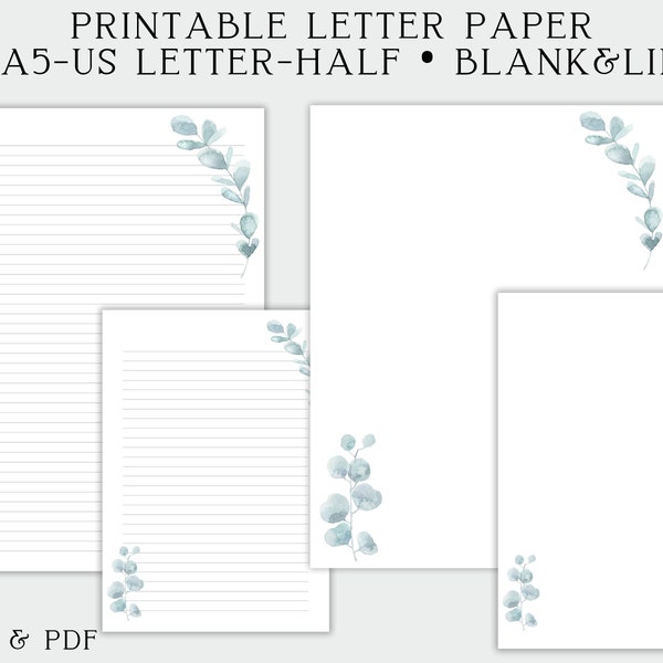 Floral Printable Letter Paper, Line Sheet, Writing Paper Printable, Letter Writing Set, Line sheet, Printable Paper, Letter Writing Paper