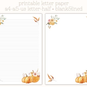 Vibraciones de otoño Papel de carta imprimible, papel de escritura, papel de escritura de cartas, juego de escritura de cartas, papel de otoño, papel de otoño, papelería de cartas