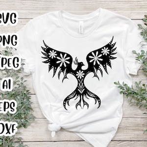 Floral Phoenix SVG, Phoenix, Phoenix SVG, Phoenix ijzer op sticker, Phoenix tattoo, Phoenix hawk, Phoenix prints, Phoenix stempel