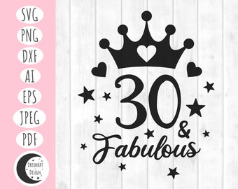 30th Birthday Queen SVG: Cake Topper, Cricut Silhouette (Digital Files)