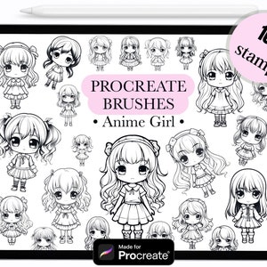 Anime girl Procreate Brushes, Procreate Brushes, Procreate Stamps, Procreate, Anime Stamps, Procreate Brush, Procreate Paint Brushes