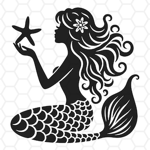 Sirena in formato SVG, file tagliati sirena, clipart sirena, silhouette sirena, png sirena, file tagliati sirena per cricut e silhouette