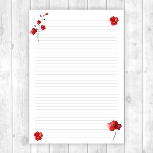 Carta da lettera stampabile floreale, Foglio di linea, Foglio, Carta da lettera stampabile floreale, Carta da lettere stampabile, Elenco delle cose da fare, Set per scrivere lettere immagine 2