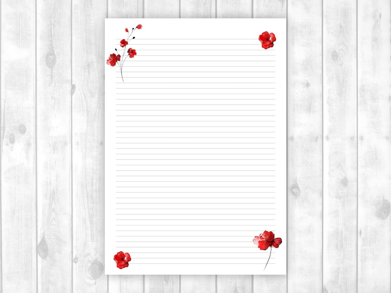 Carta da lettera stampabile floreale, Foglio di linea, Foglio, Carta da lettera stampabile floreale, Carta da lettere stampabile, Elenco delle cose da fare, Set per scrivere lettere immagine 2